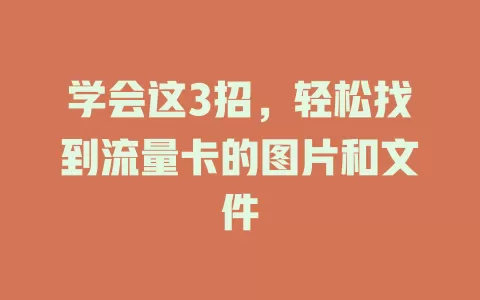 学会这3招，轻松找到流量卡的图片和文件