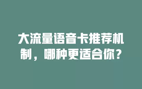 大流量语音卡推荐机制，哪种更适合你？