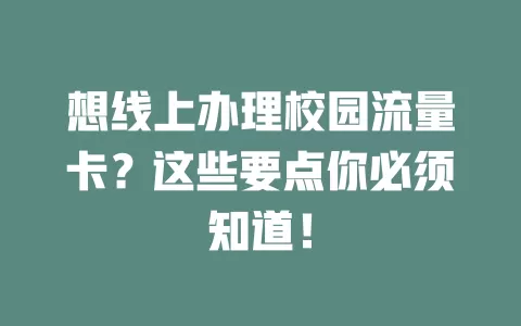 想线上办理校园流量卡？这些要点你必须知道！