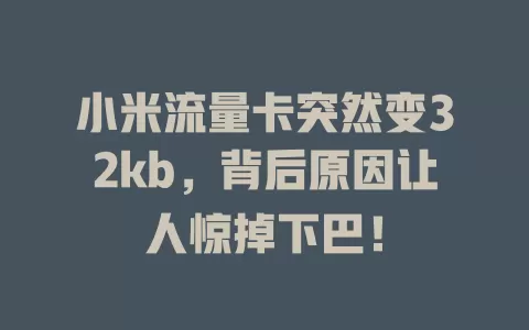 小米流量卡突然变32kb，背后原因让人惊掉下巴！