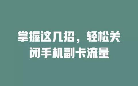 掌握这几招，轻松关闭手机副卡流量