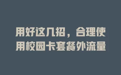 用好这几招，合理使用校园卡套餐外流量