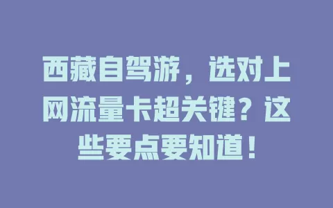西藏自驾游，选对上网流量卡超关键？这些要点要知道！