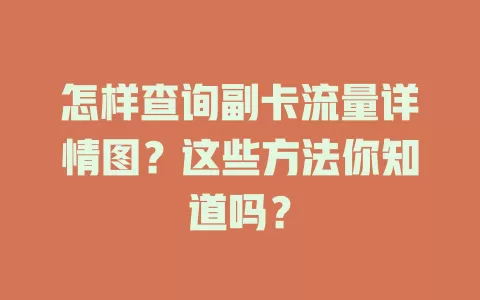 怎样查询副卡流量详情图？这些方法你知道吗？