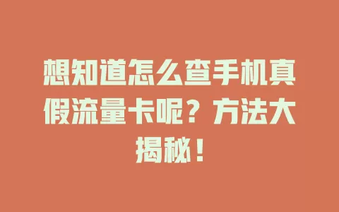 想知道怎么查手机真假流量卡呢？方法大揭秘！