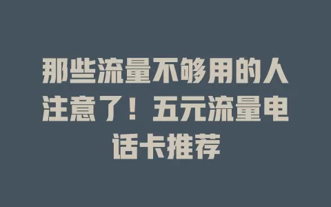 那些流量不够用的人注意了！五元流量电话卡推荐