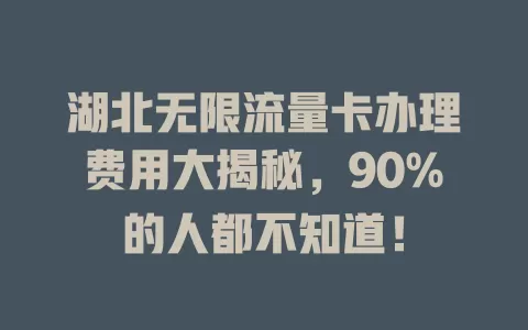 湖北无限流量卡办理费用大揭秘，90%的人都不知道！