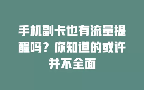 手机副卡也有流量提醒吗？你知道的或许并不全面