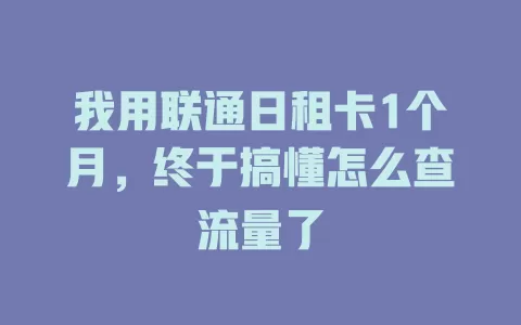 我用联通日租卡1个月，终于搞懂怎么查流量了
