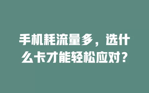 手机耗流量多，选什么卡才能轻松应对？