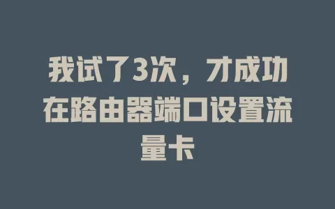 我试了3次，才成功在路由器端口设置流量卡