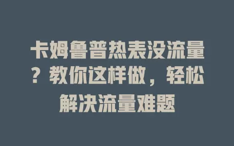 卡姆鲁普热表没流量？教你这样做，轻松解决流量难题