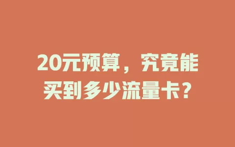 20元预算，究竟能买到多少流量卡？