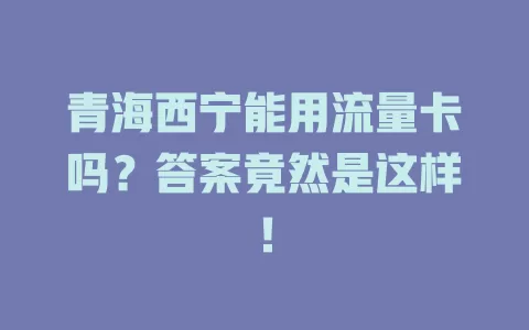 青海西宁能用流量卡吗？答案竟然是这样！