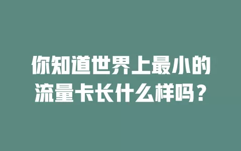 你知道世界上最小的流量卡长什么样吗？