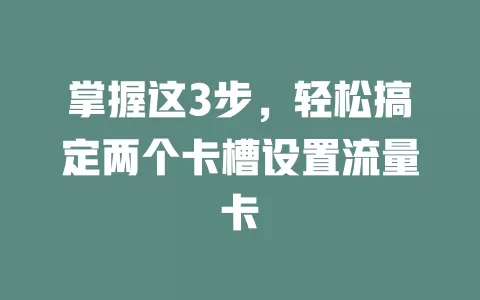 掌握这3步，轻松搞定两个卡槽设置流量卡