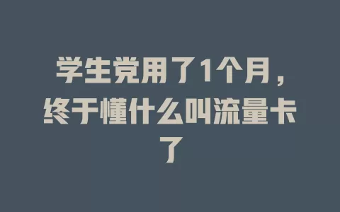 学生党用了1个月，终于懂什么叫流量卡了