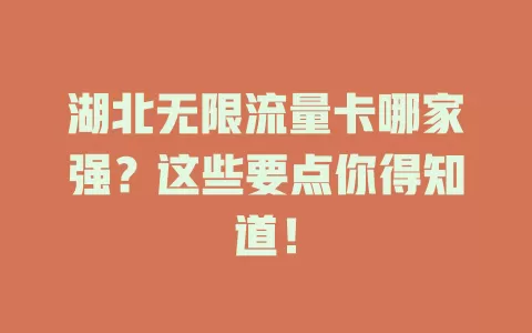 湖北无限流量卡哪家强？这些要点你得知道！