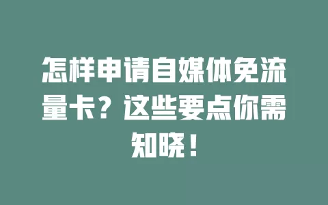 怎样申请自媒体免流量卡？这些要点你需知晓！