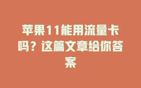 苹果11能用流量卡吗？这篇文章给你答案