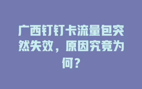 广西钉钉卡流量包突然失效，原因究竟为何？