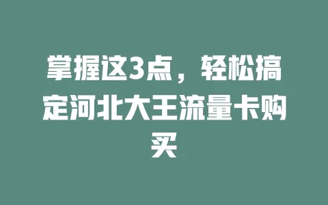 掌握这3点，轻松搞定河北大王流量卡购买
