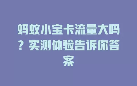 蚂蚁小宝卡流量大吗？实测体验告诉你答案