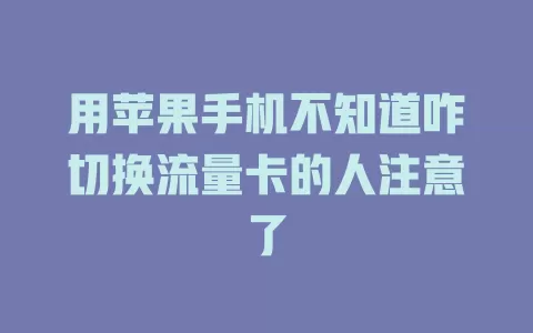 用苹果手机不知道咋切换流量卡的人注意了