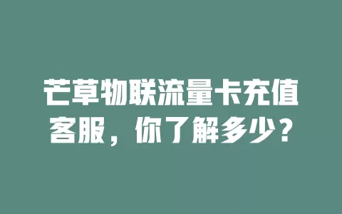 芒草物联流量卡充值客服，你了解多少？
