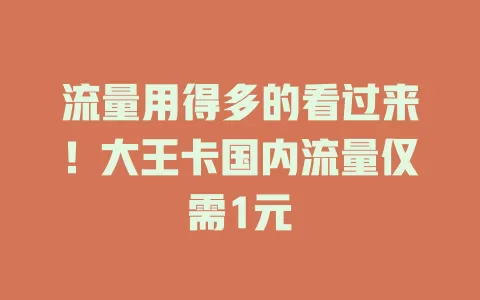 流量用得多的看过来！大王卡国内流量仅需1元