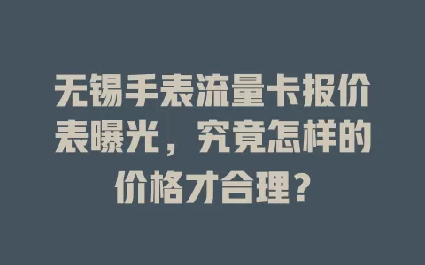 无锡手表流量卡报价表曝光，究竟怎样的价格才合理？