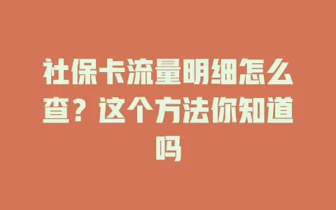 社保卡流量明细怎么查？这个方法你知道吗