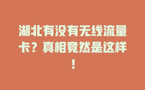 湖北有没有无线流量卡？真相竟然是这样！