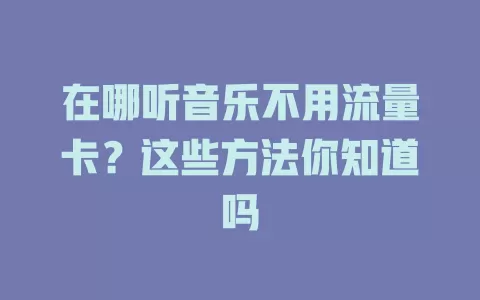 在哪听音乐不用流量卡？这些方法你知道吗
