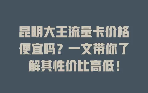 昆明大王流量卡价格便宜吗？一文带你了解其性价比高低！