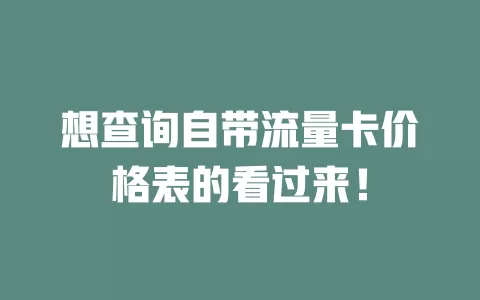 想查询自带流量卡价格表的看过来！