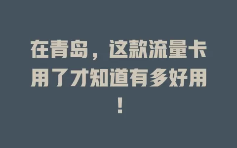 在青岛，这款流量卡用了才知道有多好用！