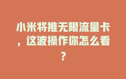 小米将推无限流量卡，这波操作你怎么看？