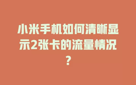 小米手机如何清晰显示2张卡的流量情况？