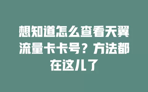 想知道怎么查看天翼流量卡卡号？方法都在这儿了