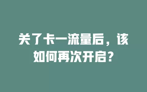 关了卡一流量后，该如何再次开启？