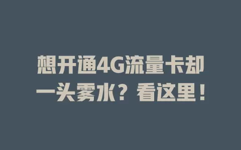 想开通4G流量卡却一头雾水？看这里！