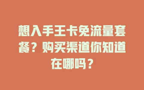 想入手王卡免流量套餐？购买渠道你知道在哪吗？