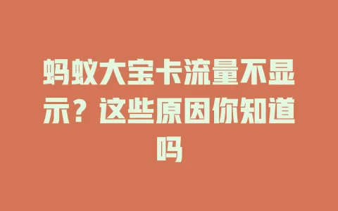 蚂蚁大宝卡流量不显示？这些原因你知道吗