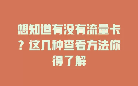 想知道有没有流量卡？这几种查看方法你得了解