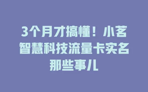 3个月才搞懂！小茗智慧科技流量卡实名那些事儿