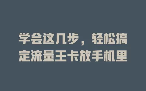 学会这几步，轻松搞定流量王卡放手机里