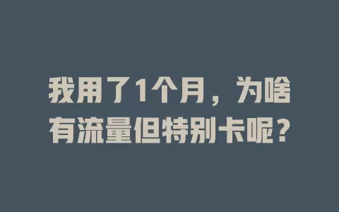 我用了1个月，为啥有流量但特别卡呢？