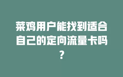 菜鸡用户能找到适合自己的定向流量卡吗？