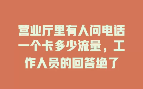 营业厅里有人问电话一个卡多少流量，工作人员的回答绝了
